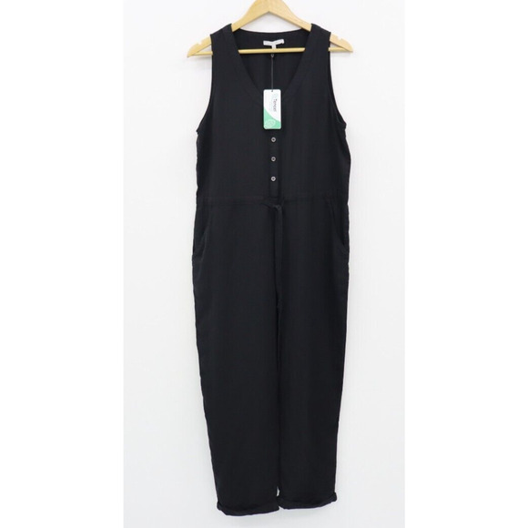 Love Tree Women's Black Tencel Sleeveless Jumpsuit Size L NWT NEW Tie Waist - Picture 2 of 13